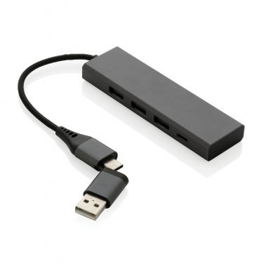 Logo trade business gifts image of: Terra RCS recycled aluminium hub with 3 USB ports