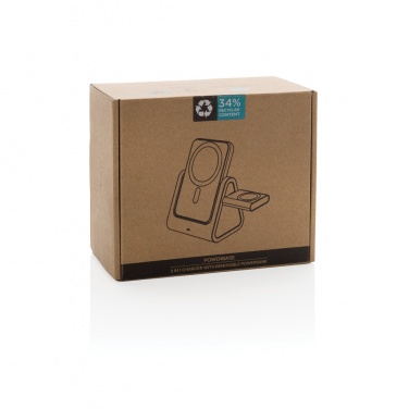 Logotrade promotional item image of: Powerbase RCS recycled plastic 3 in 1 charger with powerbank