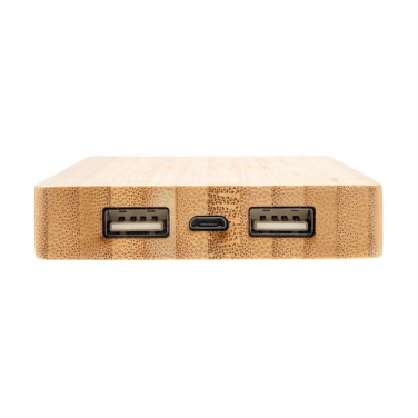 Logo trade promotional gifts image of: Bamboo 4.000 mAh wireless 5W Powerbank