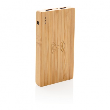 Logotrade advertising products photo of: Bamboo 4.000 mAh wireless 5W Powerbank