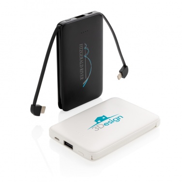 Logotrade advertising product picture of: 5.000 mAh Pocket Powerbank with integrated cables