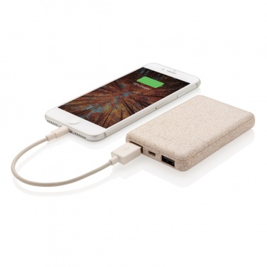 Logotrade promotional gift image of: Wheat Straw 5.000 mAh Pocket Powerbank