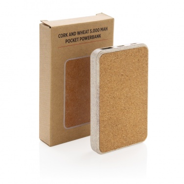 Logo trade promotional merchandise photo of: Cork and Wheat 5.000 mAh pocket powerbank