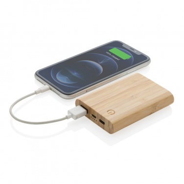 Logo trade promotional gift photo of: Bamboo 5.000 mAh powerbank