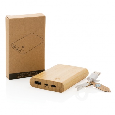 Logo trade promotional items picture of: Bamboo 5.000 mAh powerbank