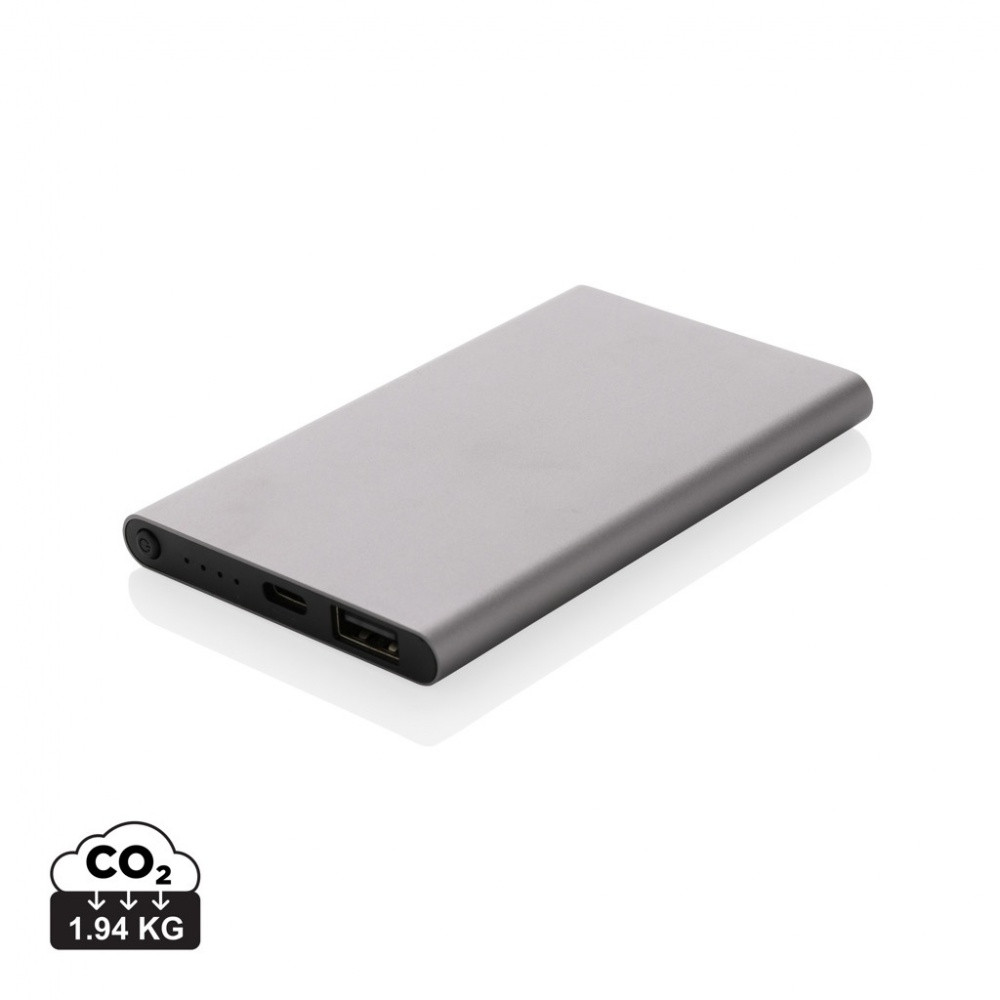 Logo trade business gifts image of: RCS recycled plastic/aluminum 4000 mah powerbank with type C