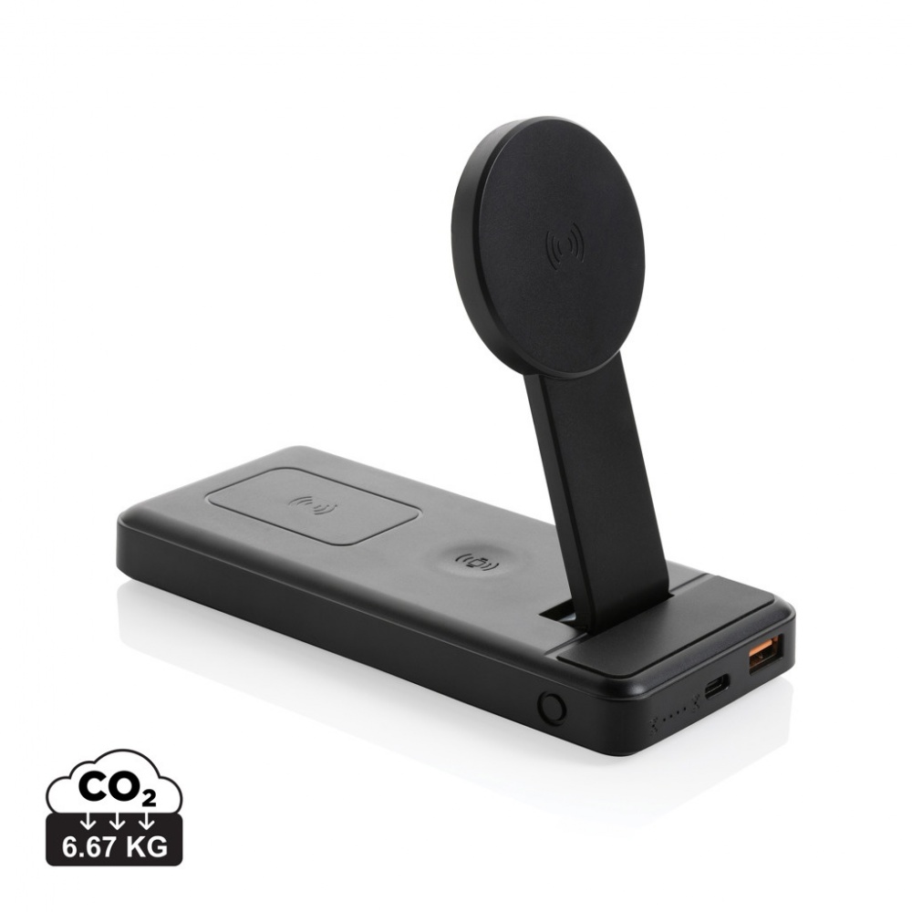 Logo trade promotional merchandise image of: Fenwick RCS recycled plastic 10000mah  3 in 1 fast powerbank