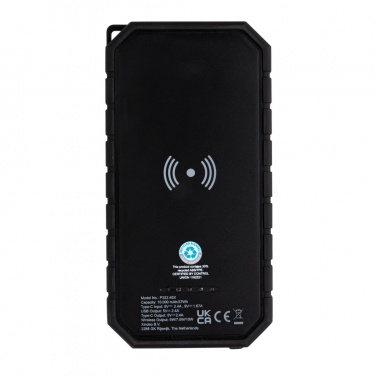 Logo trade business gifts image of: RCS recycled plastic Solar powerbank with 10W Wireless