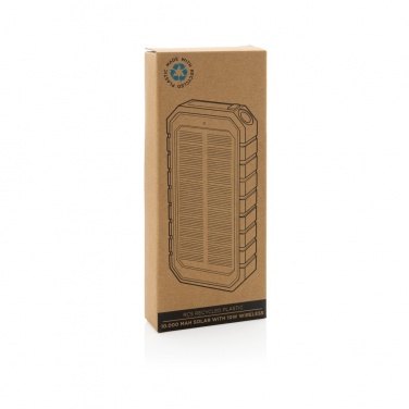 Logo trade business gift photo of: RCS recycled plastic Solar powerbank with 10W Wireless