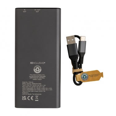 Logotrade promotional giveaway image of: Terra RCS recycled 20W aluminium powerbank 20.000 mAh