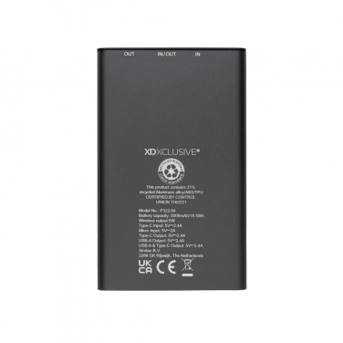 Logotrade corporate gifts photo of: Terra RCS recycled aluminium 5000 mAh powerbank 5W wireless