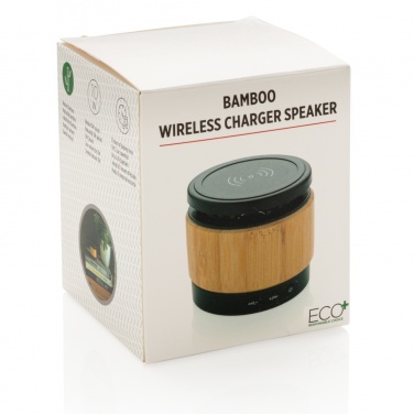 Logotrade promotional gift picture of: Bamboo wireless charger speaker