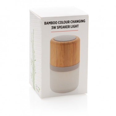 Logo trade promotional merchandise picture of: Bamboo colour changing 3W speaker light