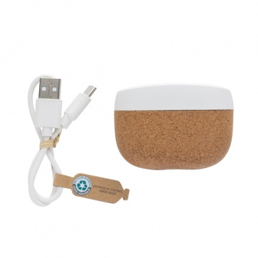 Logotrade promotional giveaway image of: Oregon RCS recycled plastic and cork TWS earbuds