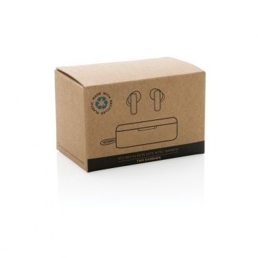 Logotrade promotional item image of: RCS recycled plastic & bamboo TWS earbuds