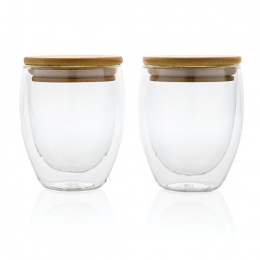 Logo trade promotional product photo of: Double wall borosilicate glass with bamboo lid 250ml 2pc set