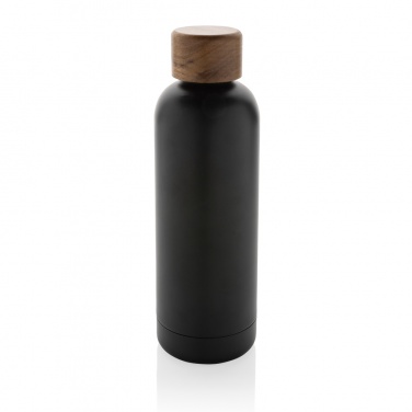 Logotrade promotional gift image of: Wood RCS certified recycled stainless steel vacuum bottle