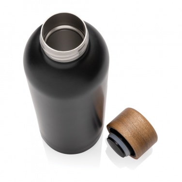 Logo trade business gift photo of: Wood RCS certified recycled stainless steel vacuum bottle