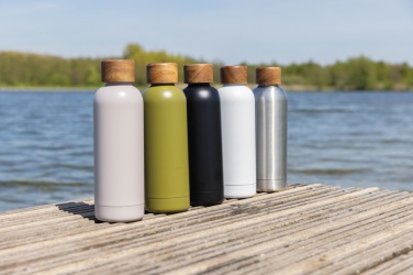 Logo trade promotional product photo of: Wood RCS certified recycled stainless steel vacuum bottle