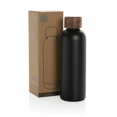 Logo trade promotional giveaways picture of: Wood RCS certified recycled stainless steel vacuum bottle