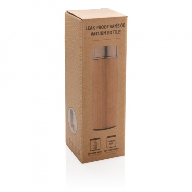 Logo trade promotional gifts image of: Leak proof bamboo vacuum bottle