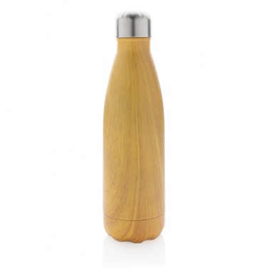 Logo trade promotional items image of: Vacuum insulated stainless steel bottle with wood print