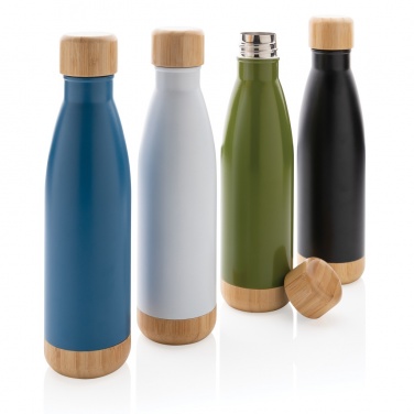 Logotrade promotional giveaway image of: Vacuum stainless steel bottle with bamboo lid and bottom