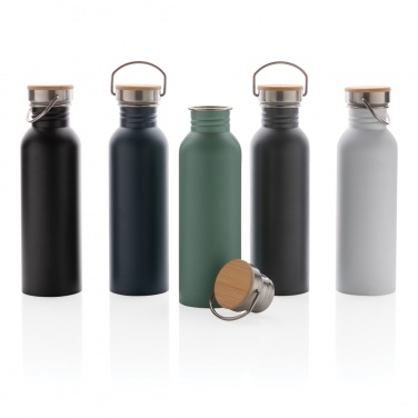 Logotrade promotional merchandise picture of: Modern stainless steel bottle with bamboo lid