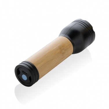Logo trade corporate gifts picture of: Lucid 3W RCS certified recycled plastic & bamboo torch