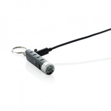 Logo trade advertising product photo of: Globix RCS recycled plastic USB re-chargeable keychain torch