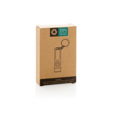 Logo trade promotional giveaways picture of: Globix RCS recycled plastic USB re-chargeable keychain torch