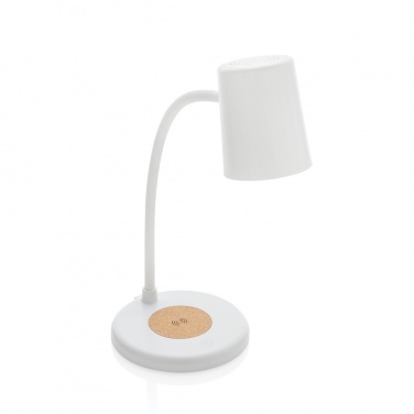 Logotrade promotional items photo of: Zenara RCS recycled plastic and cork 15W wireless desk lamp