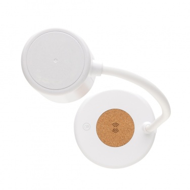 Logo trade promotional giveaways image of: Zenara RCS recycled plastic and cork 15W wireless desk lamp