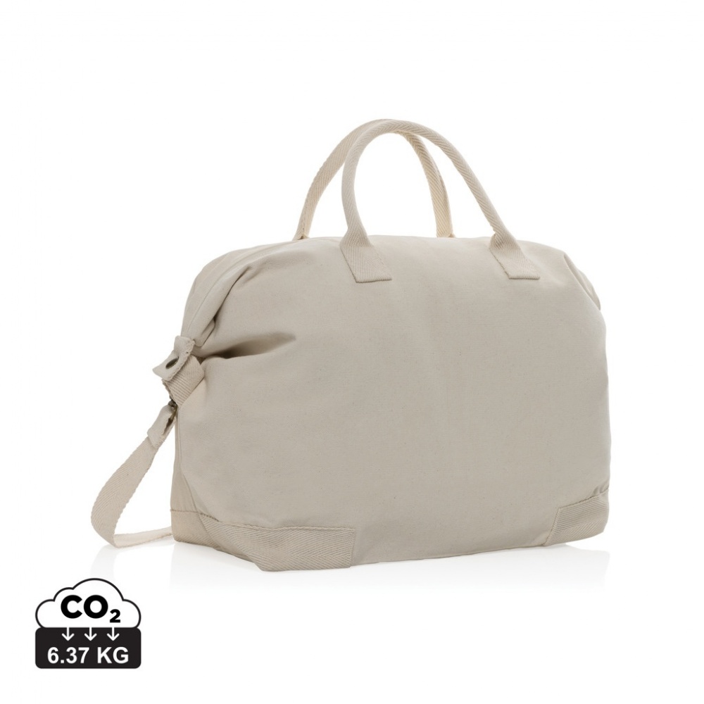 Logo trade corporate gifts picture of: Kezar AWARE™ 500 gsm recycled canvas deluxe weekend bag