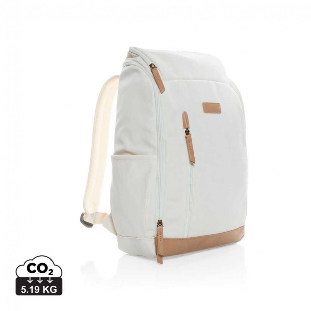 Logo trade promotional giveaway photo of: Impact AWARE™ 16 oz. recycled canvas 15" laptop backpack