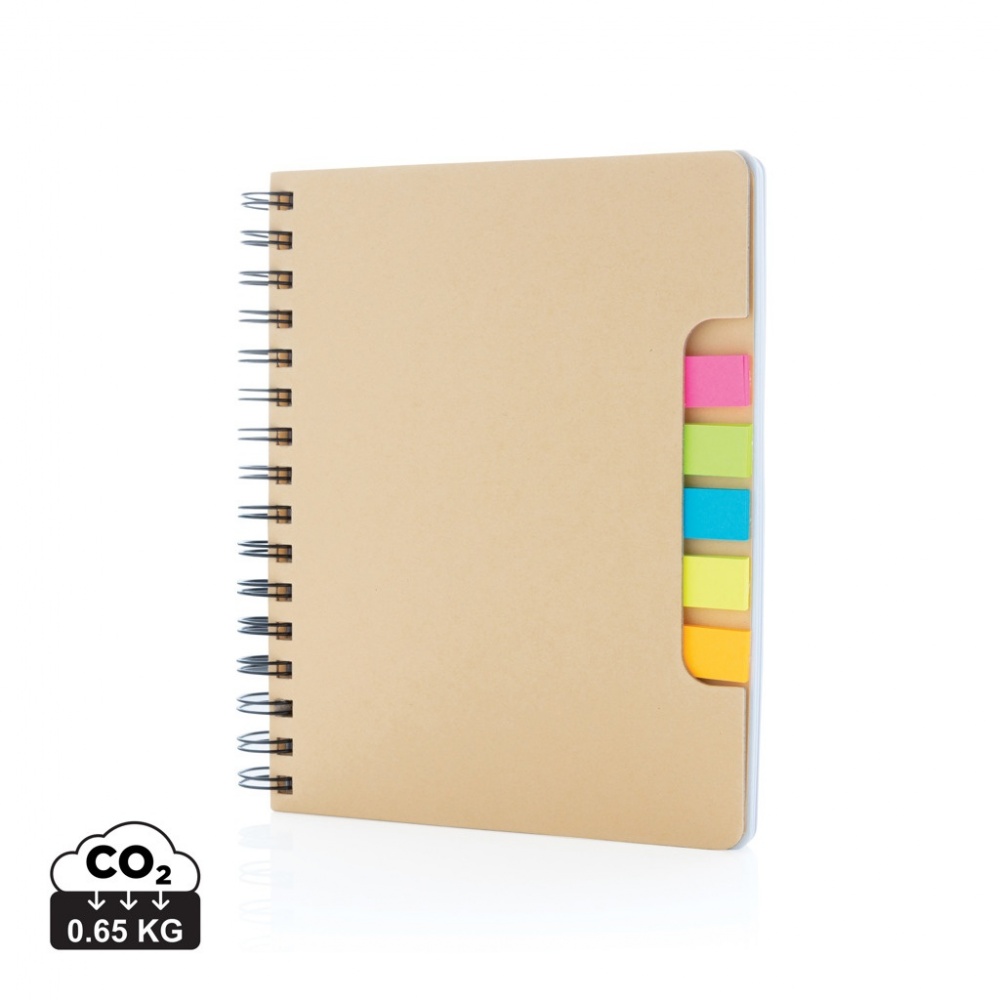 Logotrade advertising products photo of: A5 Kraft spiral notebook with sticky notes