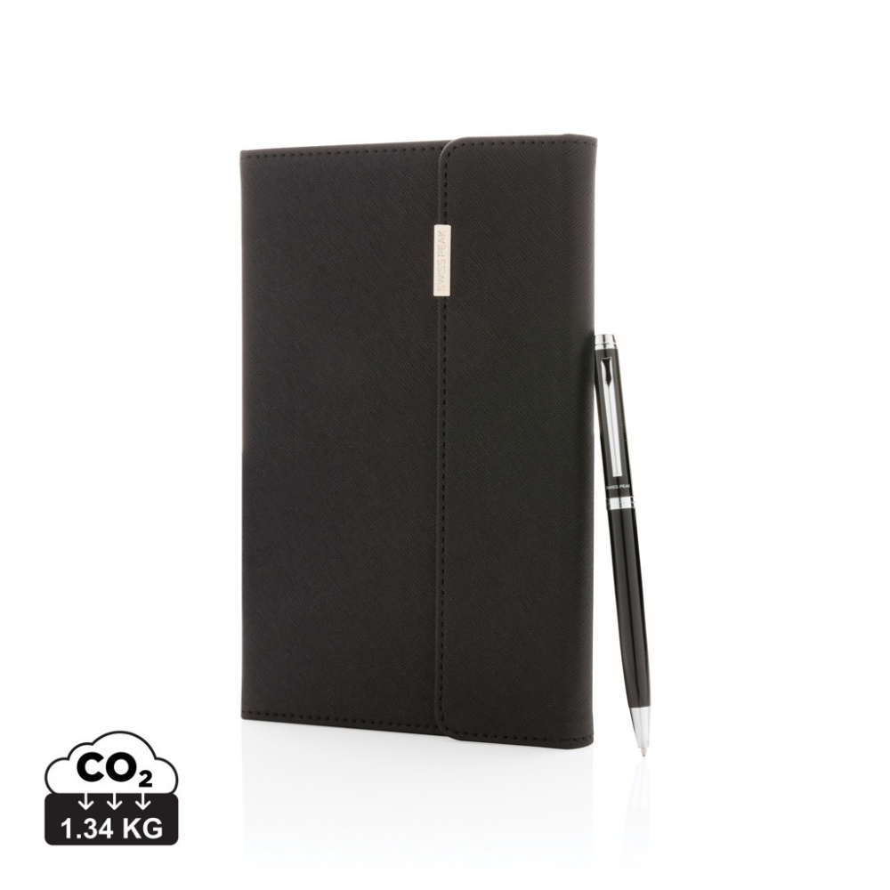 Logo trade promotional gifts picture of: Swiss Peak deluxe A5 notebook and pen set