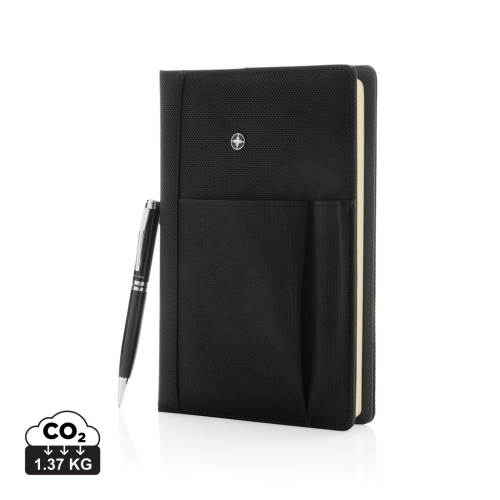 Logo trade promotional merchandise picture of: Refillable notebook and pen set