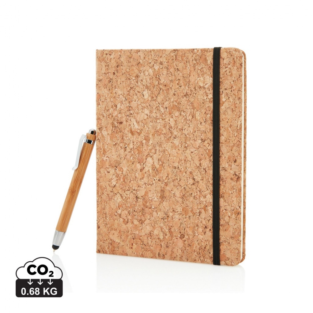 Logotrade promotional product picture of: A5 notebook with bamboo pen including stylus