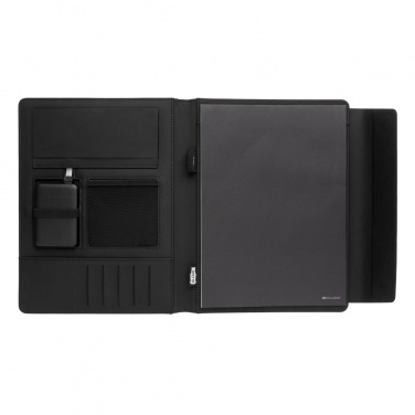 Logo trade business gifts image of: Fiko 5W wireless charging portfolio A4 with powerbank