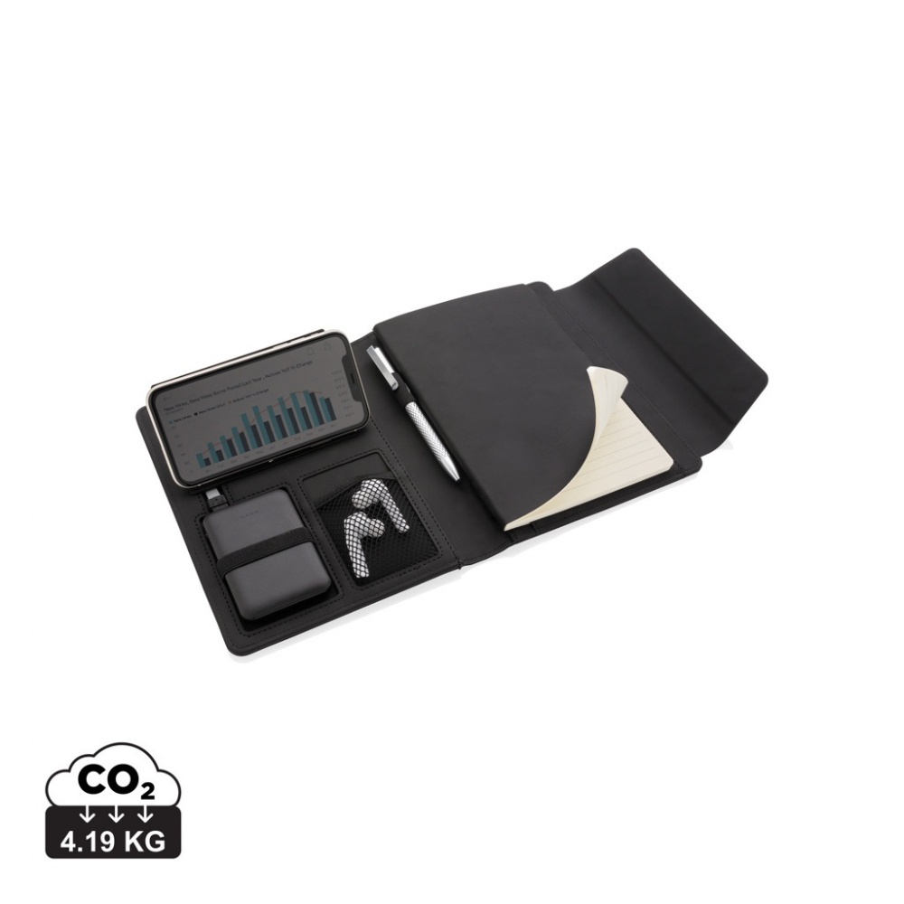 Logo trade promotional giveaway photo of: Fiko wireless charging A5 portfolio with powerbank