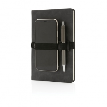 Logo trade promotional item photo of: Deluxe hardcover PU notebook A5 with phone and pen holder