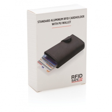 Logo trade promotional products image of: Standard aluminium RFID cardholder with PU wallet