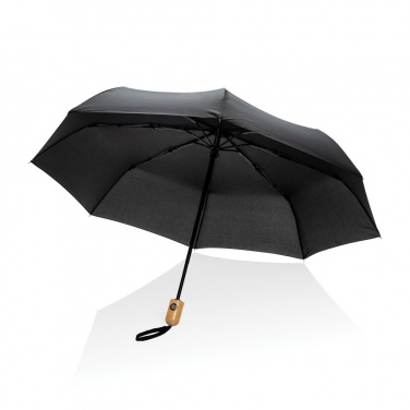Logotrade promotional item image of: 21" Impact AWARE™ RPET 190T bamboo auto open/close umbrella