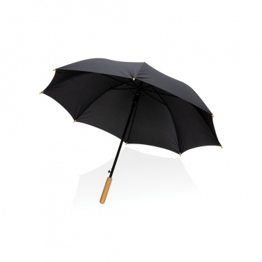 Logo trade promotional merchandise photo of: 23" Impact AWARE™ RPET 190T auto open bamboo umbrella