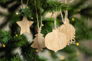 Logo trade promotional giveaways picture of: Set of wooden Xmas ornaments