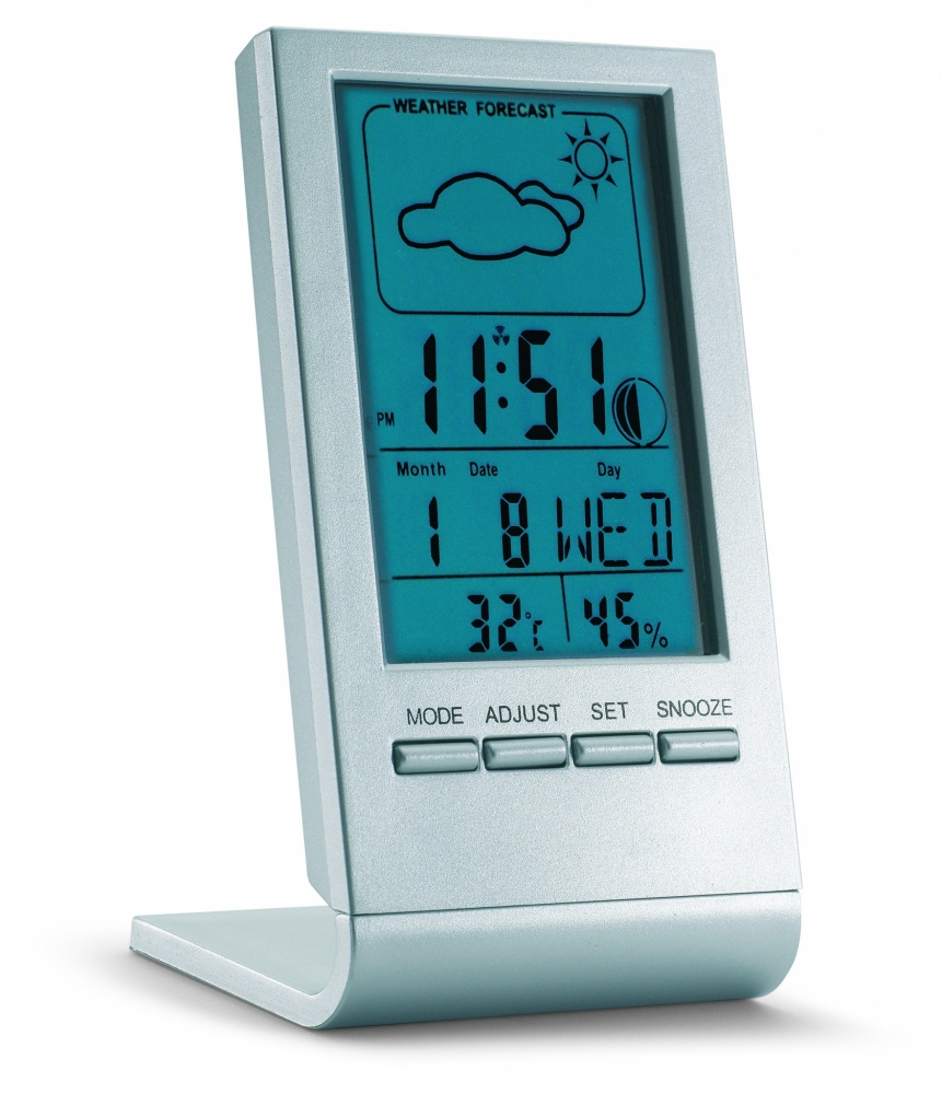 Logotrade promotional product picture of: Weather station with blue LCD