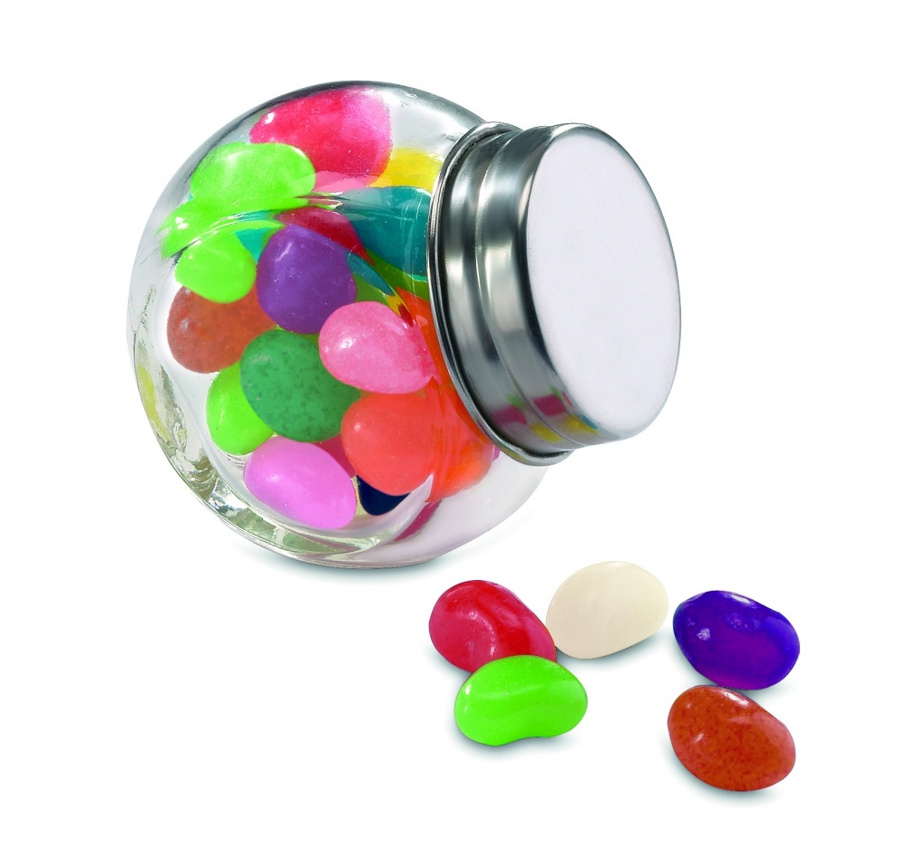 Logo trade promotional merchandise image of: Glass jar with jelly beans