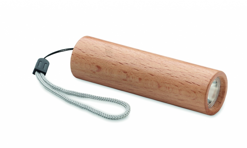 Logo trade promotional products image of: Beech wood rechargeable torch