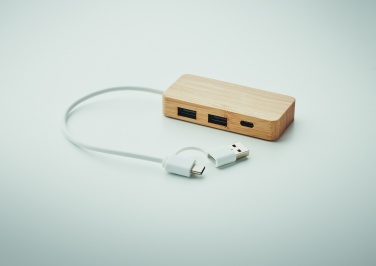 Logo trade promotional merchandise image of: Bamboo USB 3 ports hub